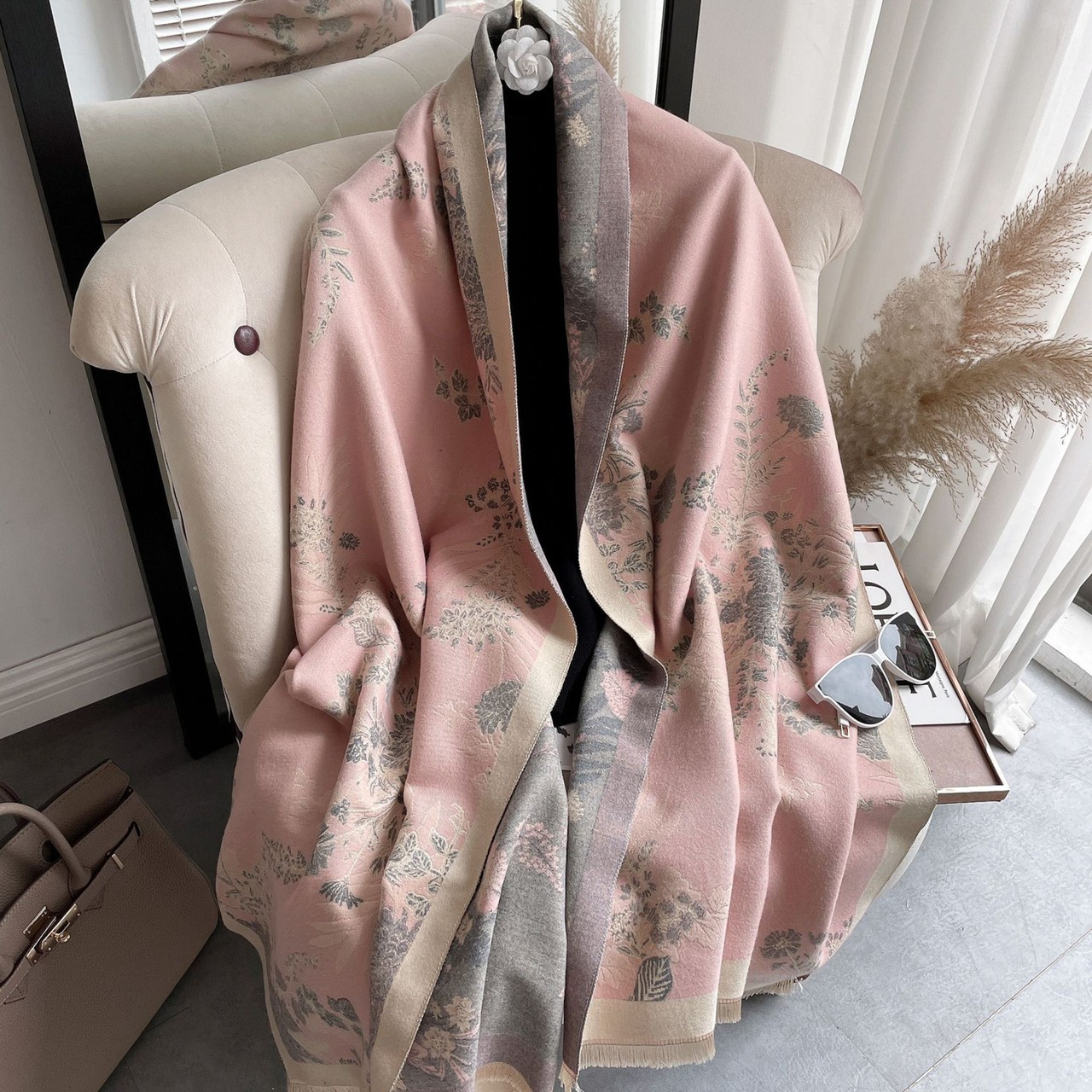 Khăn dạ cashmere hoa cao cấp  - Mẫu 2023