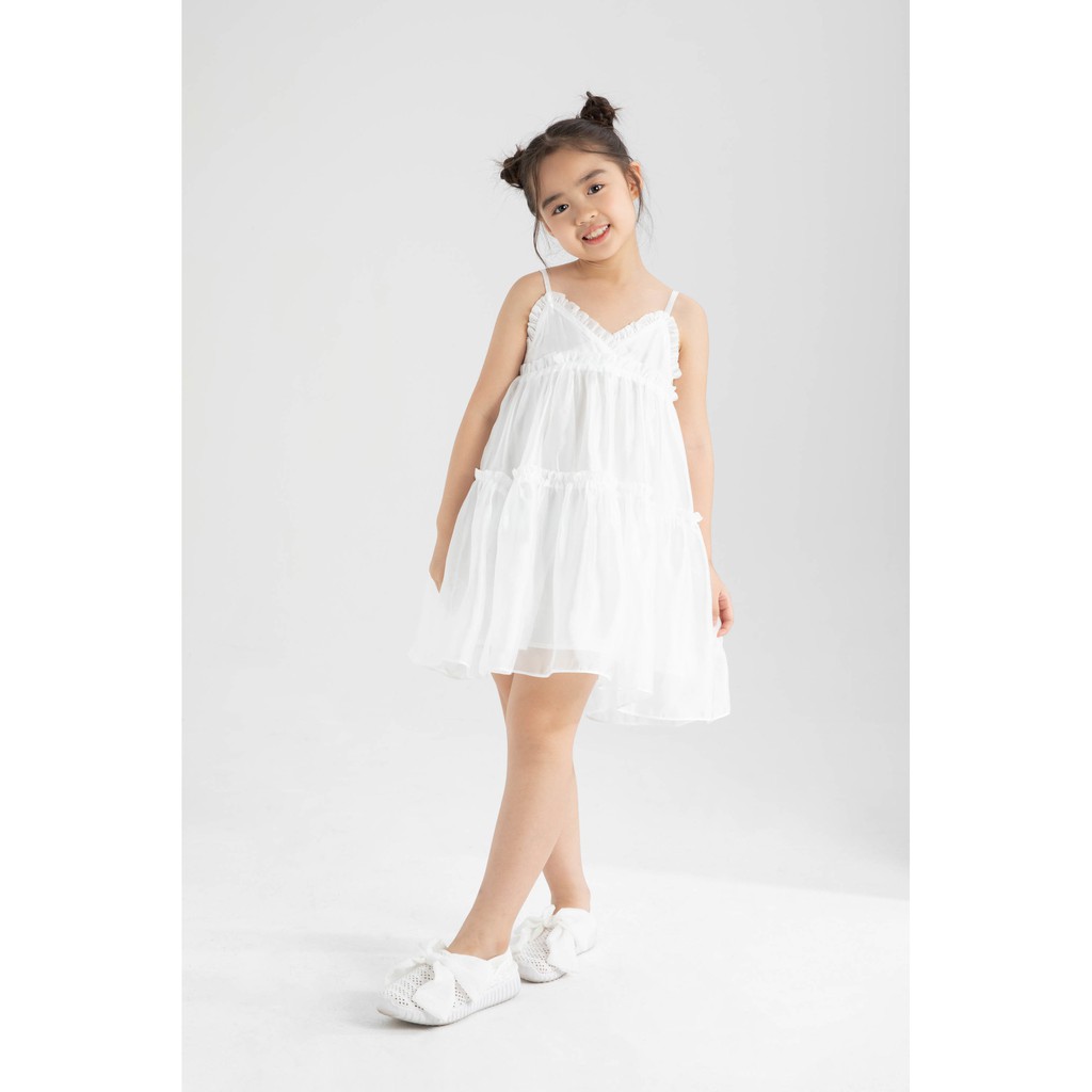 Đầm lụa 2 dây diềm bèo bé gái IVY moda MS 41G1267
