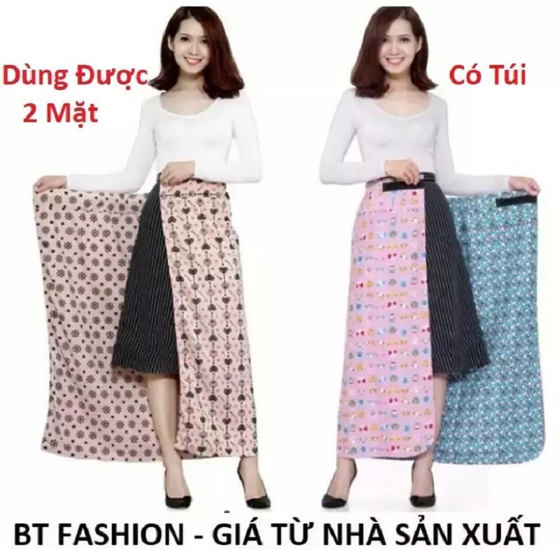Váy Chống Nắng 2 Lớp + 2 Mặt, Có Túi Tiện Lợi - BT Fashion - Vải Kate Loại Tốt - Giao màu ngẫu nhiên (VCN01)