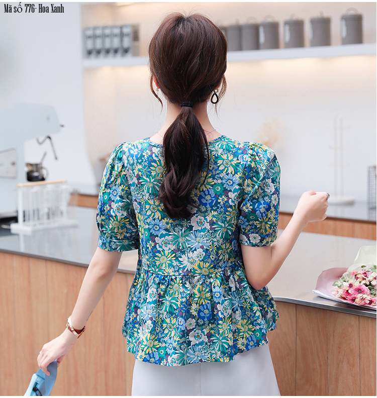B776- Áo hoa cotton dày dặn