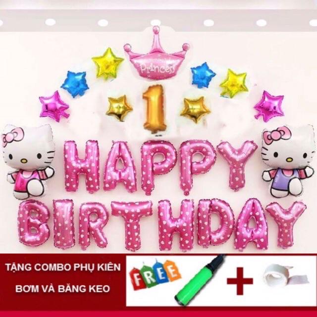 Set bóng trang trí sinh nhật hello kitty- set 8C