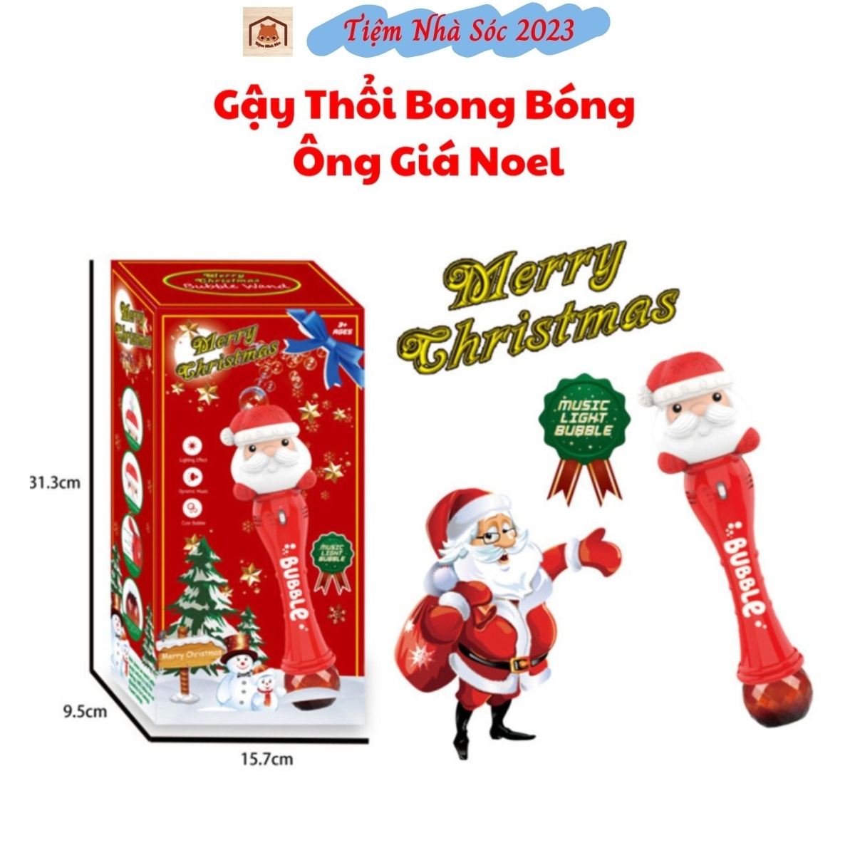 Battery powered Santa Claus automatic bubble blowing stick toy with light music Christmas atmosphere funny 2023 salon