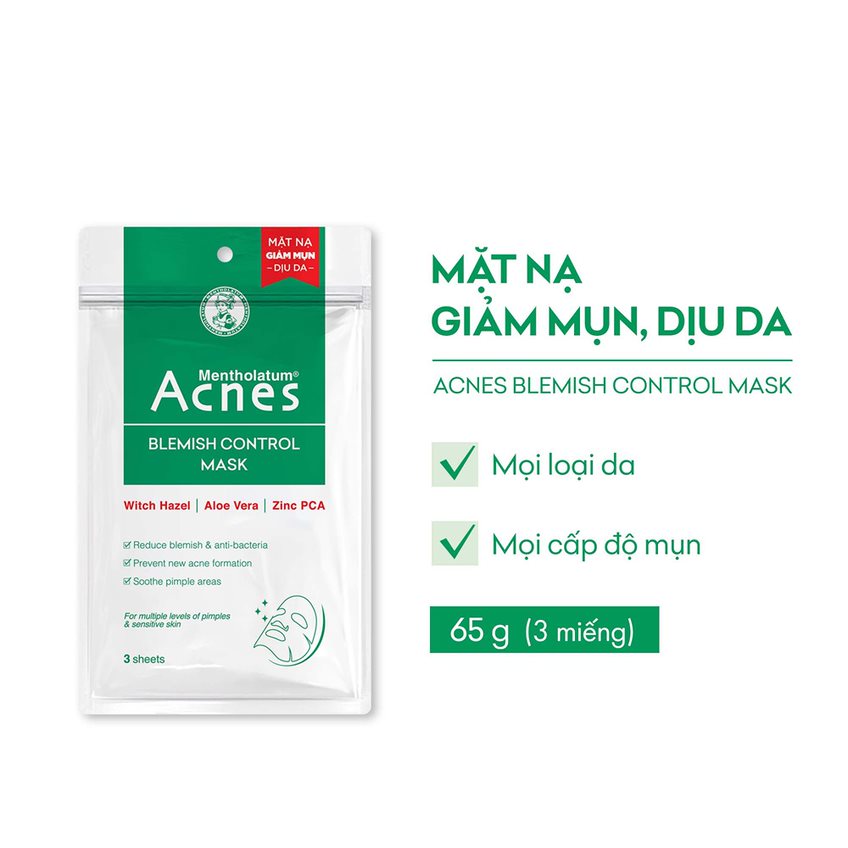 Mặt Nạ Giảm Mụn Dịu Da Acnes Blemish Control Mask 65ml (3 Miếng)