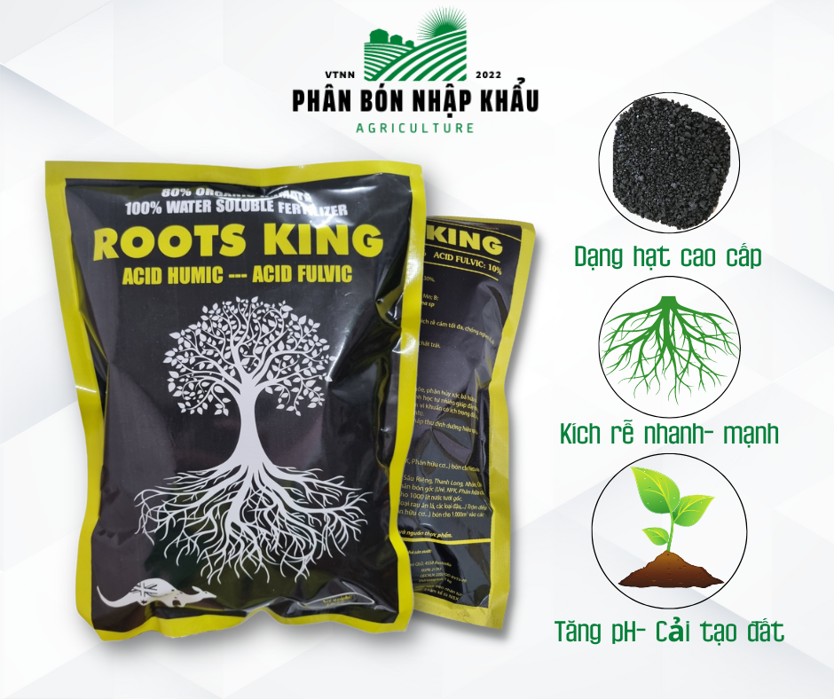 Phân bón- kích rễ- roots king - bịch 1kg- kích thích ra rễ cám tối đa,lá xanh, dày