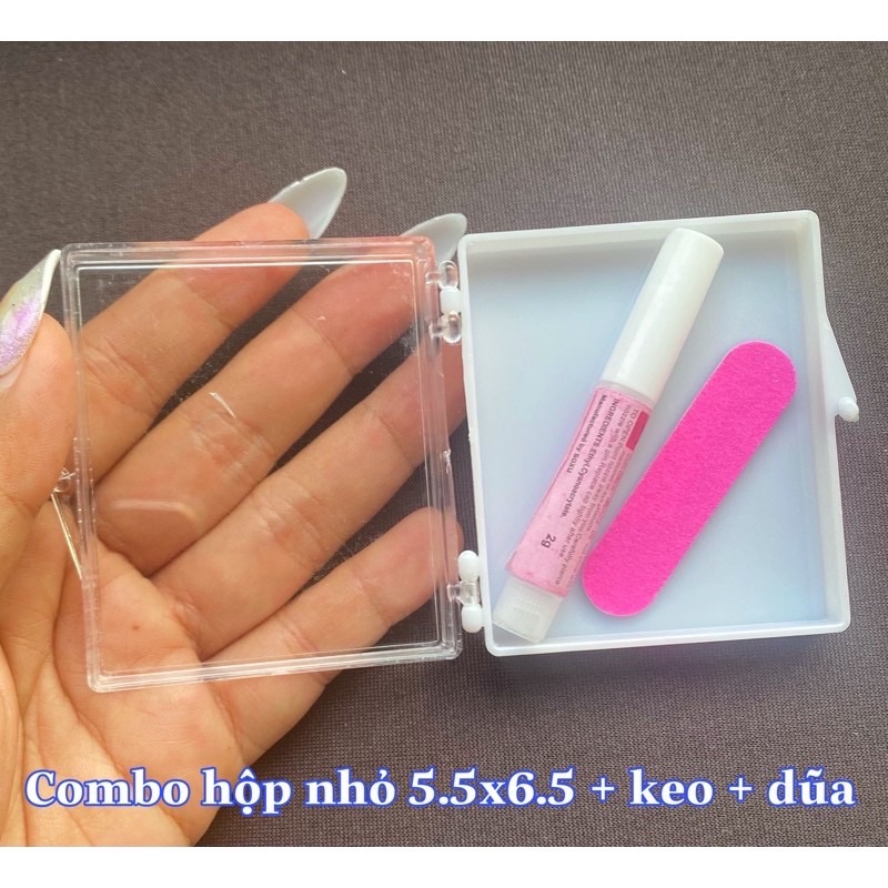 Combo hộp nhỏ + keo + dũa ( 5.5x 6.5cm)