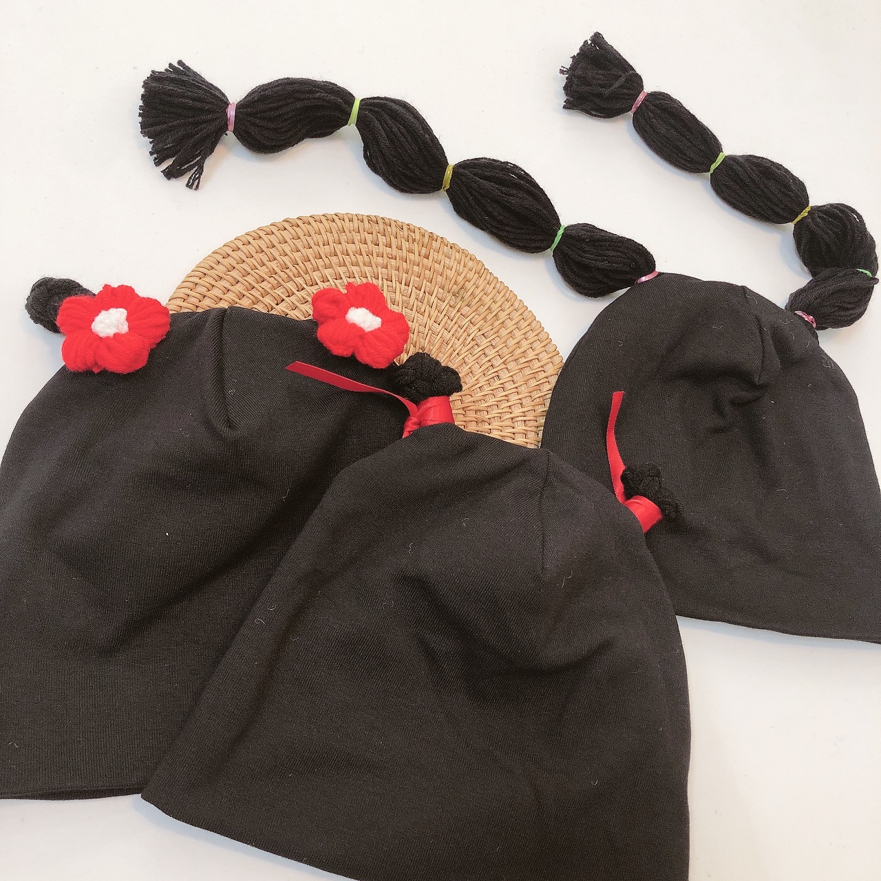 Mũ cotton tóc giả cho bé (0-2y)