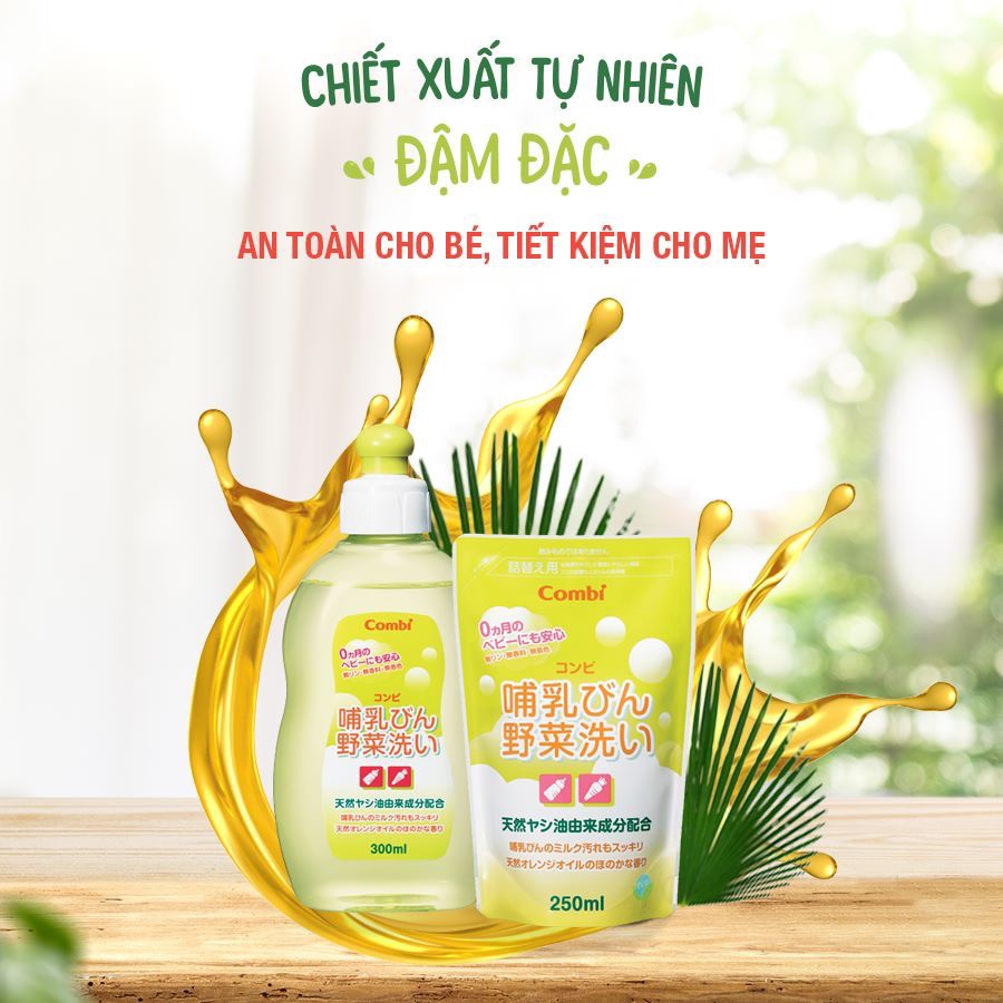 [Made in Japan] Túi dung dịch rửa bình sữa và rau quả Combi 250ml