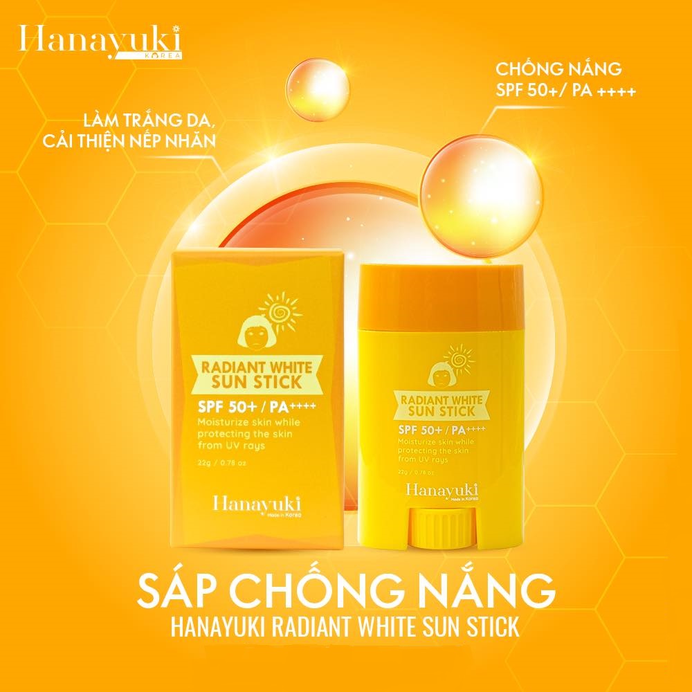 Sáp chống nắng spf50+ pa++++ hanayuki radiant white sun stick 22g