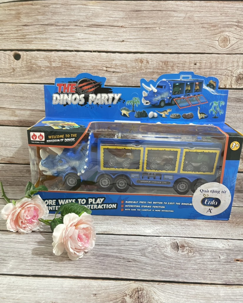 Đồ chơi xe khủng long Enfa có đèn có nhạc ( có sẵn pin )