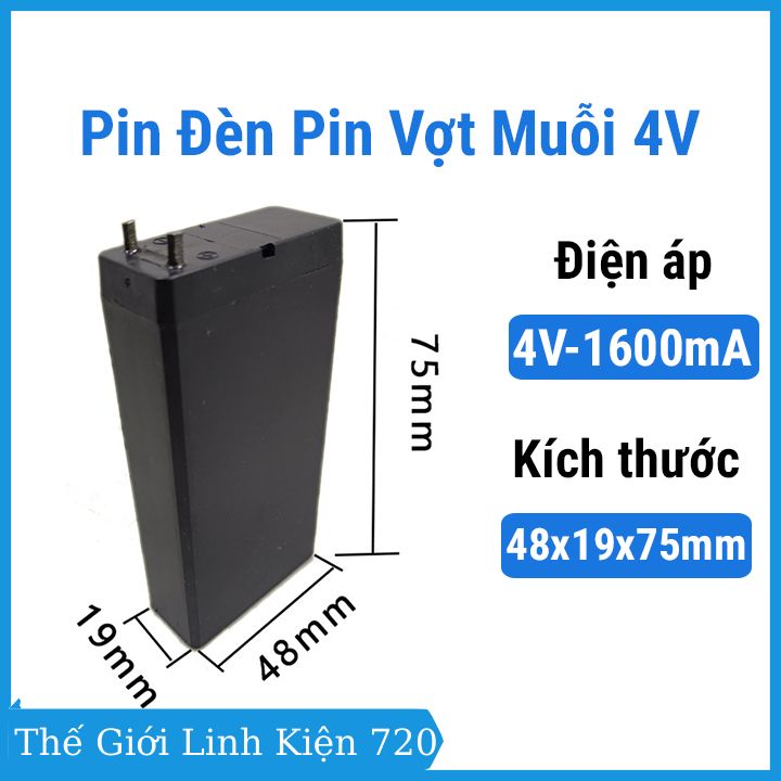 Pin đèn pin vợt muỗi 4v 1600mah kích thước 48x19x75mm