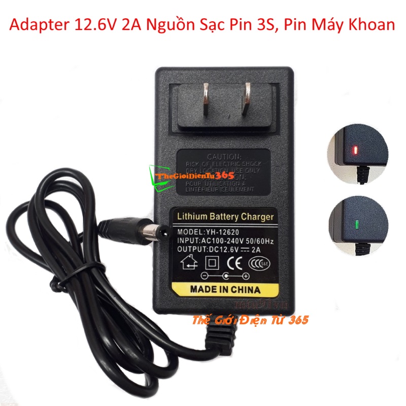 Adapter 12.6v 2a nguồn sạc pin 3s, pin máy khoan