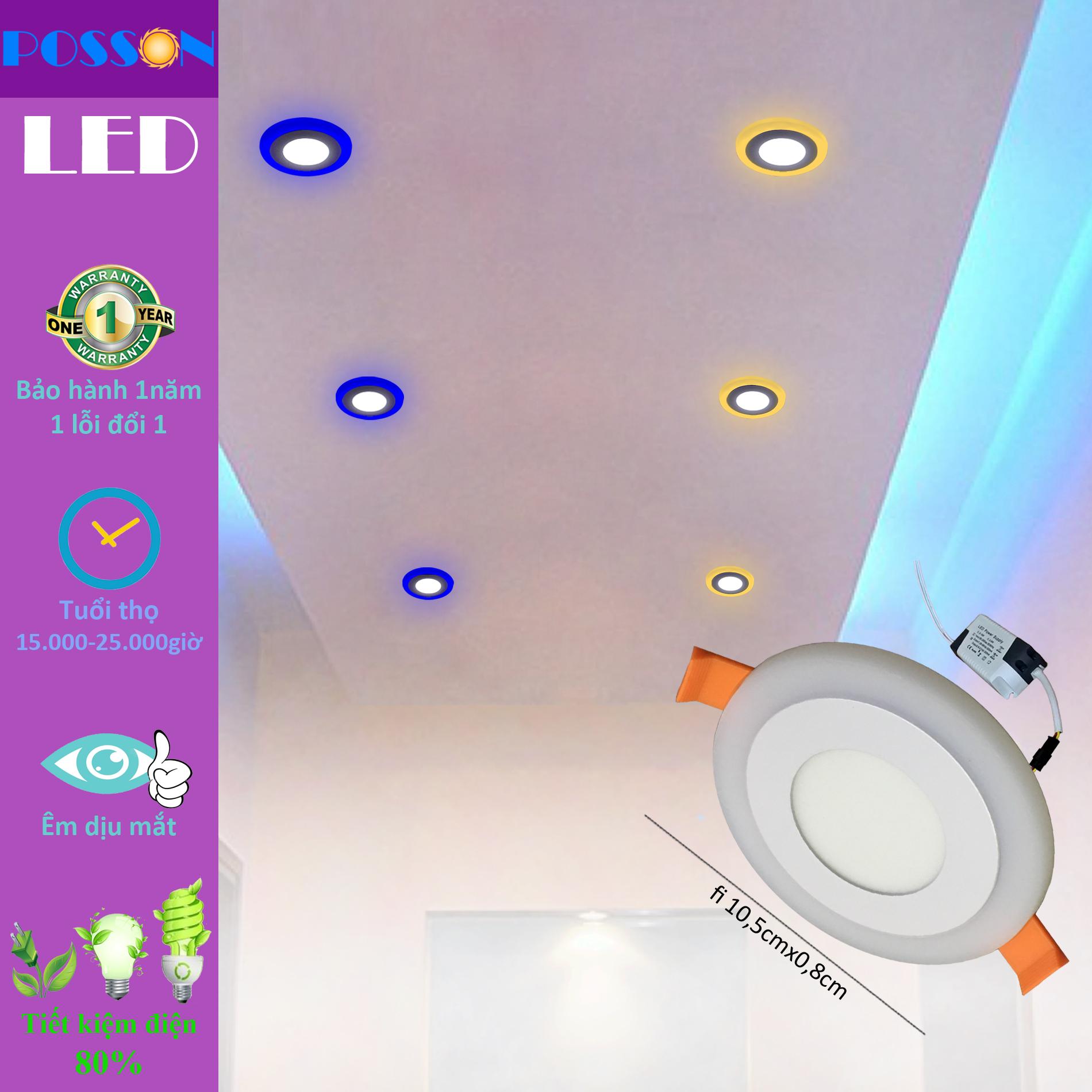 Đèn Led âm trần viền màu 16w, 9w, 6w ( Chính hãng POSSON ) BH 12 Tháng