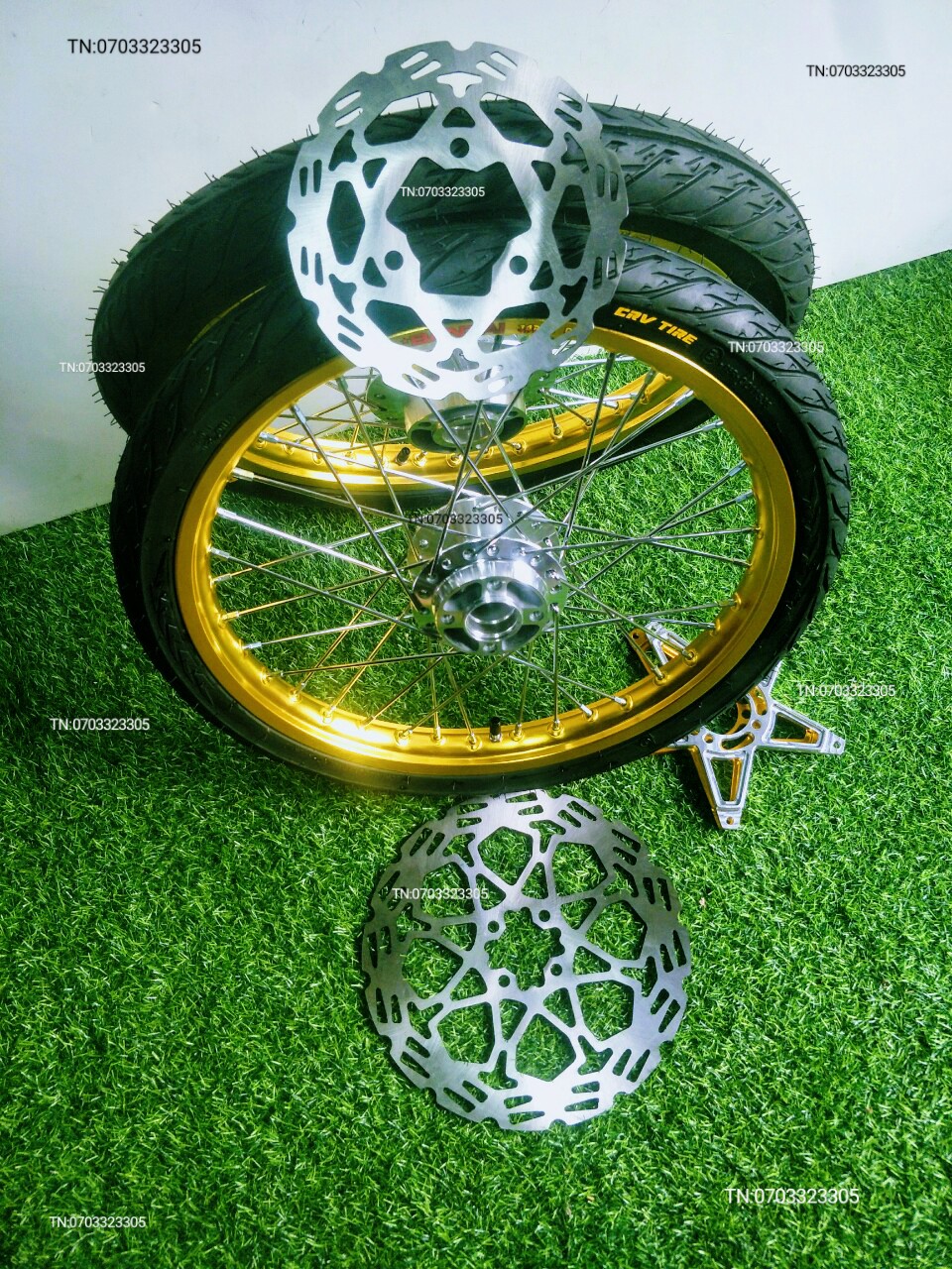 [HCM]CẶP BÁNH CĂM RAIDER SATRIA NIỀN NHÔM  BAN ZAI .DALE.SOLUTE.SH THÁI VÀNG  KÈM  ĐĨA HOẶC LÒNG  NGÔI SAO