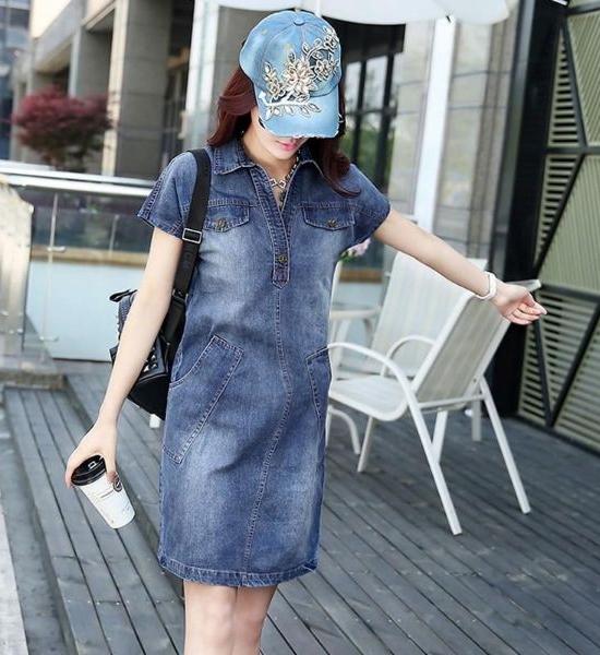 [HCM]ĐẦM JEAN SUÔNG CỔ SƠ MI CAO CẤP