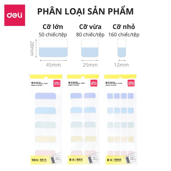 Giấy phân trang nhiều màu Deli -nhiều màu, nhiều cỡ - 1 tệp - giấy đánh dấu, văn phòng phẩm - 21536 /21535/ 21537 - Hình ảnh 3
