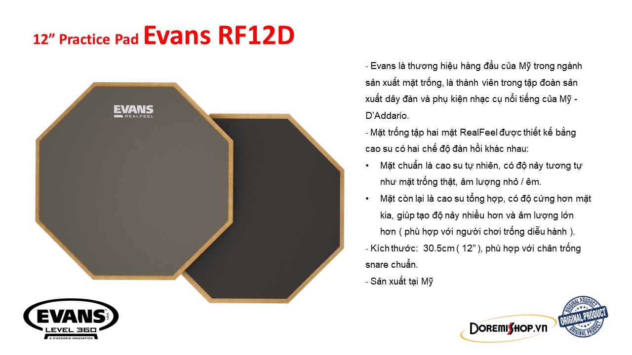 [HCM]Mặt trống tập Drum Practice Pad Evans RF6D và RF12D