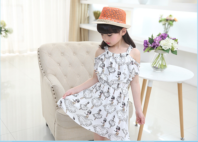 đầm trễ vai quảng châu cao cấp cho bé - D16