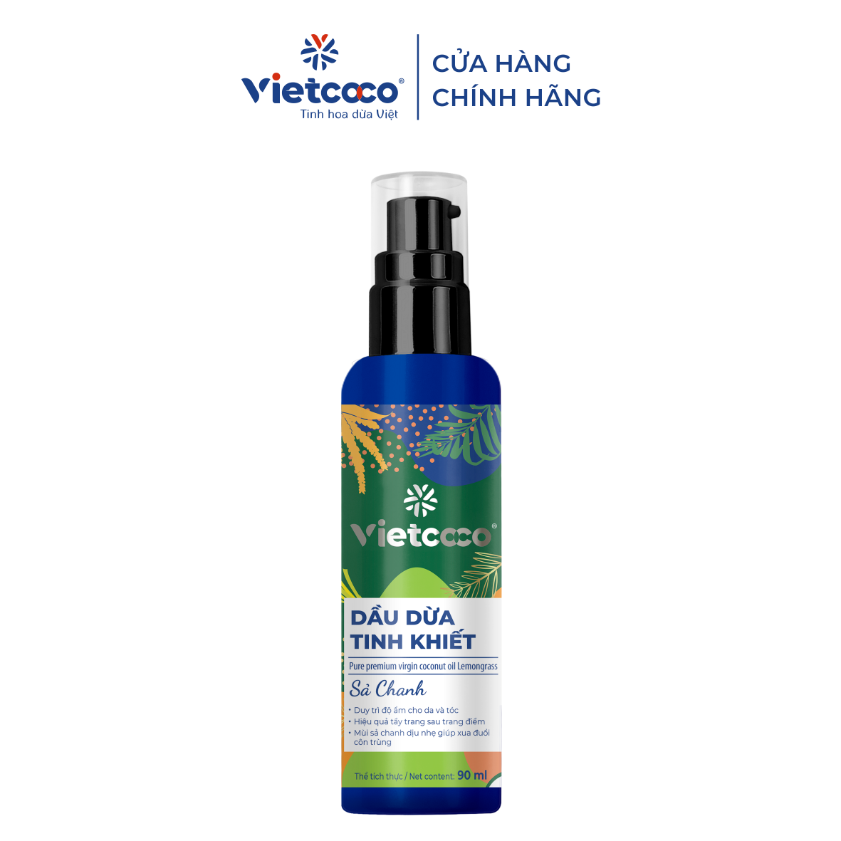 Dầu dừa tinh khiết mỹ phẩm Vietcoco Sả Chanh 90ml