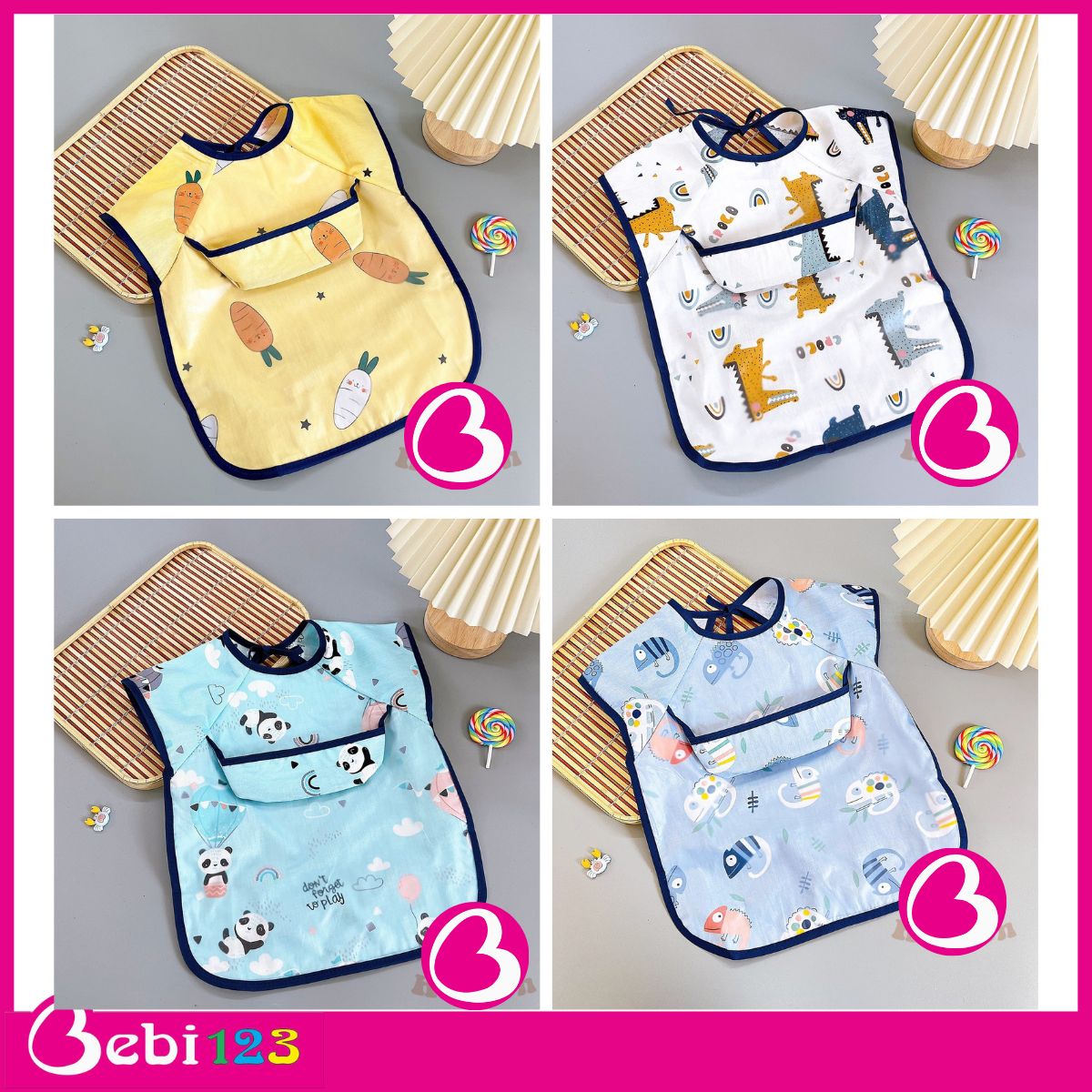 Áo yếm ăn dặm chống thấm cho bé (màu ngẫu nhiên)