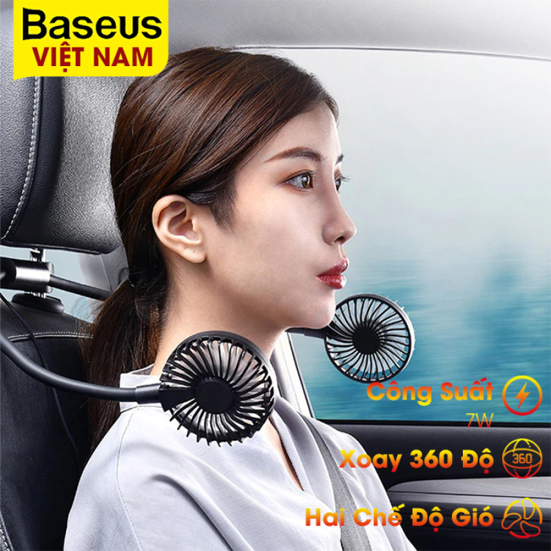 Quạt đôi Baseus xoay 360 độ, công suất 7W, hai chế độ gió sử dụng trên xe hơi - phân phối chính hãng tại Baseus Việt Nam