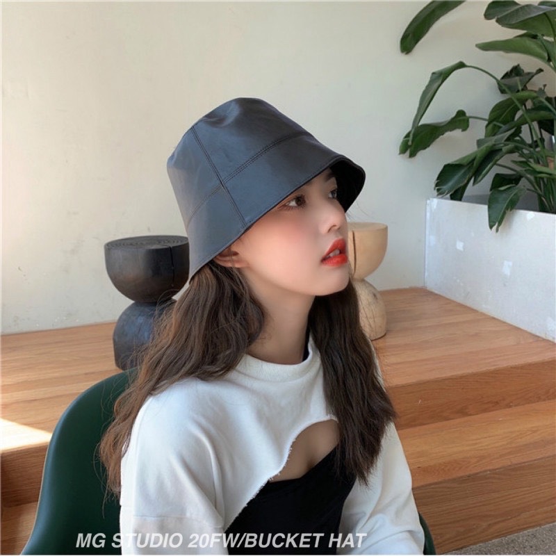 Mũ bucket xô chất liệu da PU mới