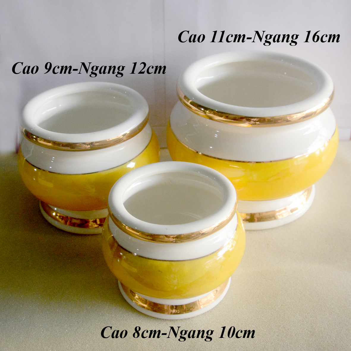 [HCM]Lư hương thờ cúng bàn thờ gốm sứ vàng