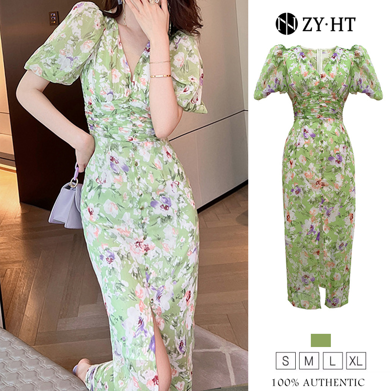 ZYHT eravogue đầm voan hoa nhí dáng dài đầm body chân váy nữ váy đi biển cho nữ sẻ tà 10089