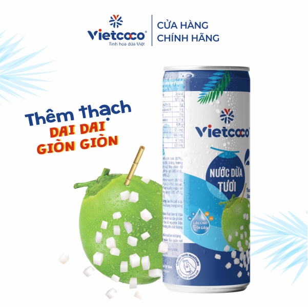 Combo 2 lon nước dừa tươi Vietcoco 240ml có cơm