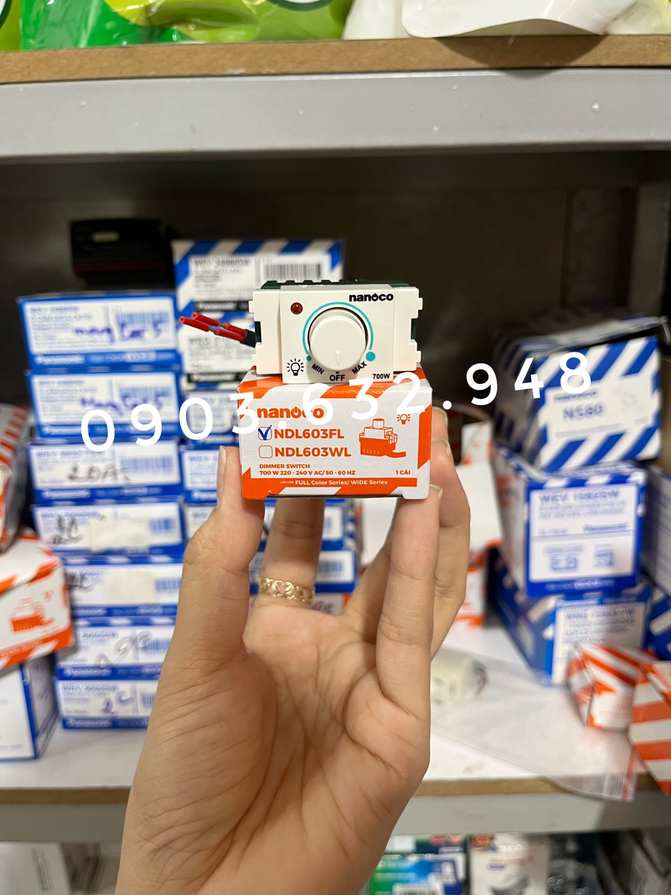 Chiết áp (dimmer) quạt, đèn Nanoco hàng chính hãng.