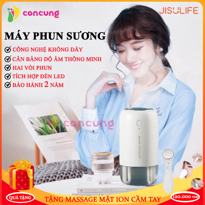 Máy phun sương, tạo ẩm, cấp ẩm không khí và toả hương tinh dầu không dây 2 vòi phun cao cấp Jisulife JB08 Bảo hành 2 năm lỗi 1 đổi 1 trong 7 ngày