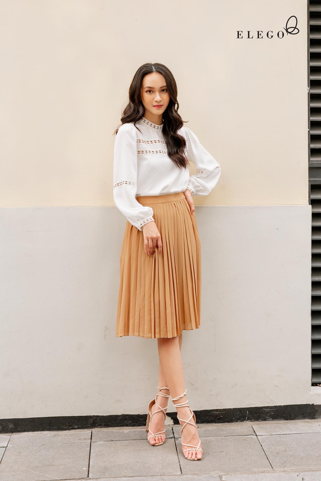 Áo trắng Sheera Top dài tay phối ren