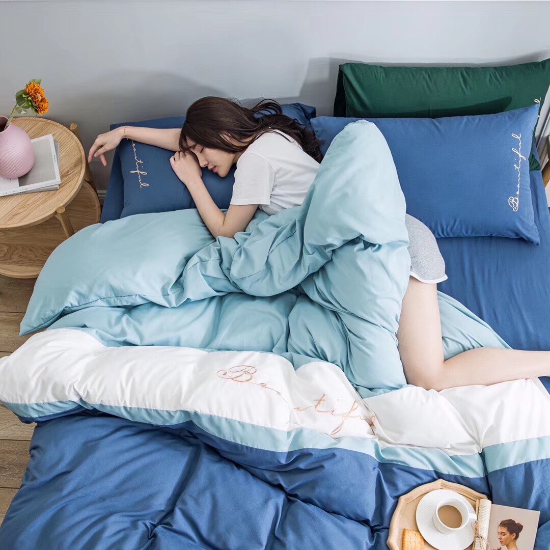 Combo 4 món chăn/mền ga gối cotton cao cấp phối màu