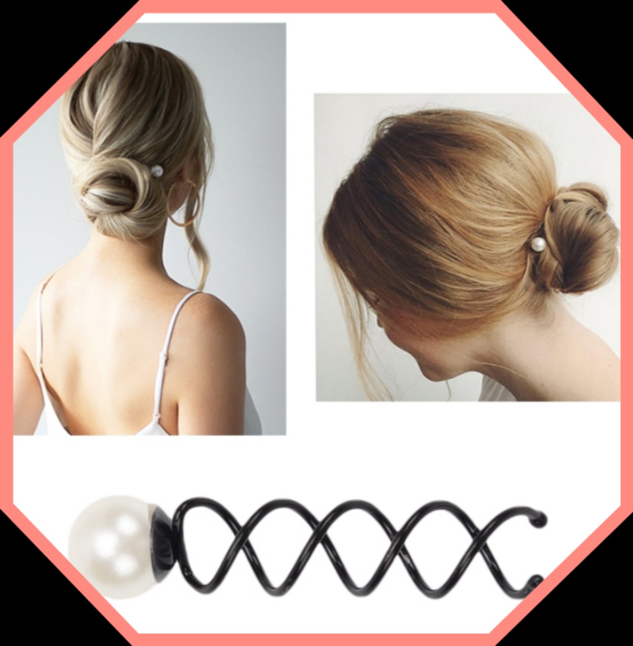 [HCM]Sét 2 cây búi tóc xoắn ốc  ngọc trai