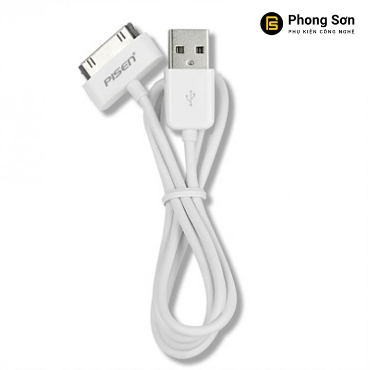 Cáp sạc PISEN cho iphone 4/4S và ipad 1/2  80cm (trắng)