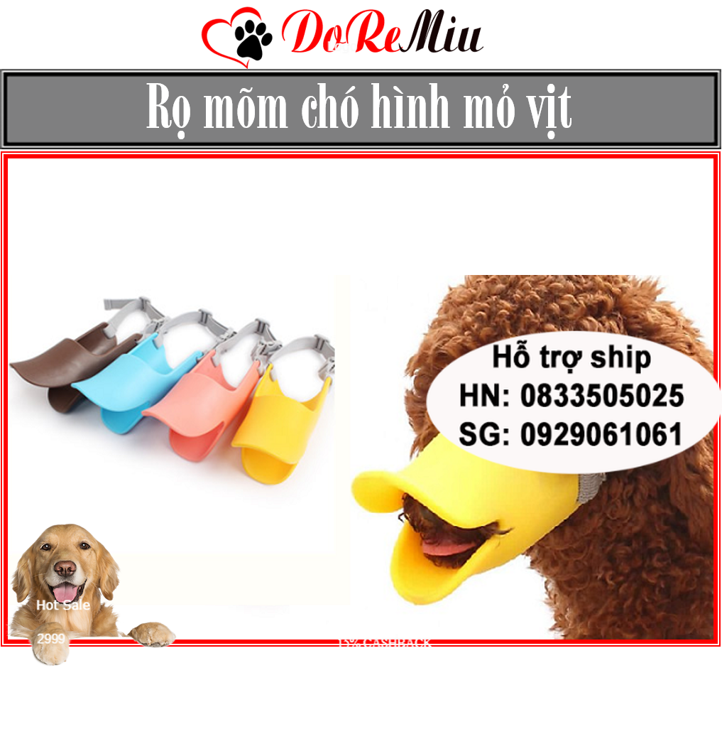 Doremiu- Rọ mõm chó mèo hình mỏ vịt Kích thước M (3-8 kg)   vòng mõm 17cm *  vòng đầu  19-35cm