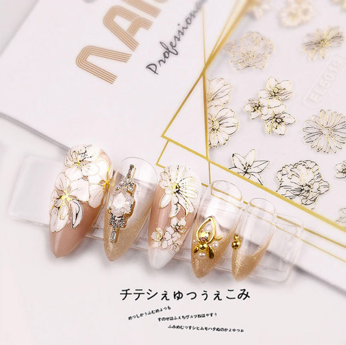 [HCM]Sticker 3D dán móng trang trí móng dập nổi Japan