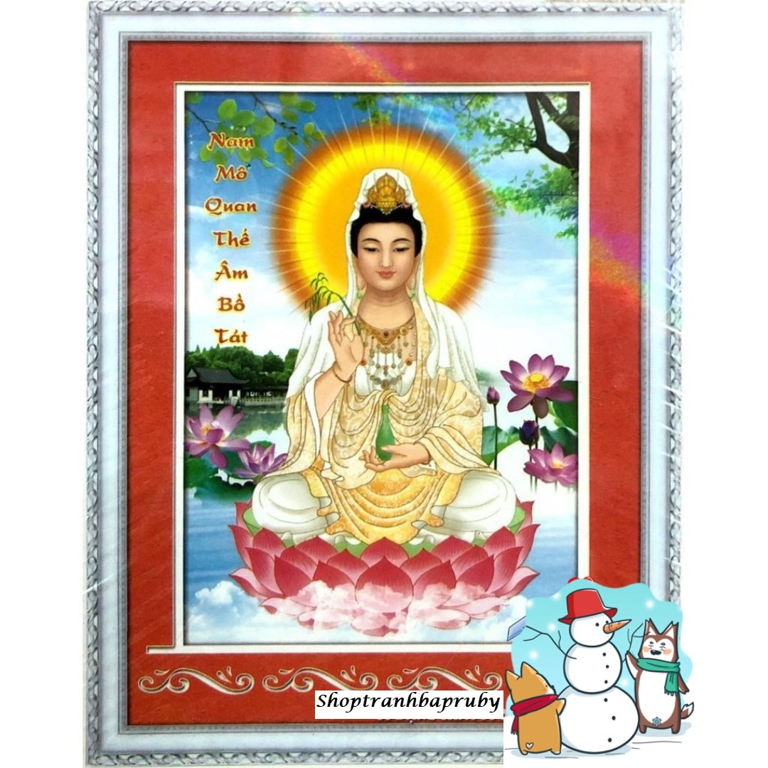 [HCM]Tranh đính đá Mẹ Quan âm tọa sen DF547 kích thước 38 x 50 cm