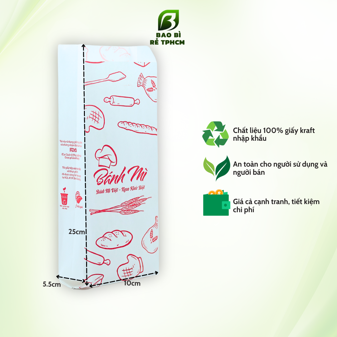 Túi Giấy Đựng Bánh Mì MT Trắng 100 Túi