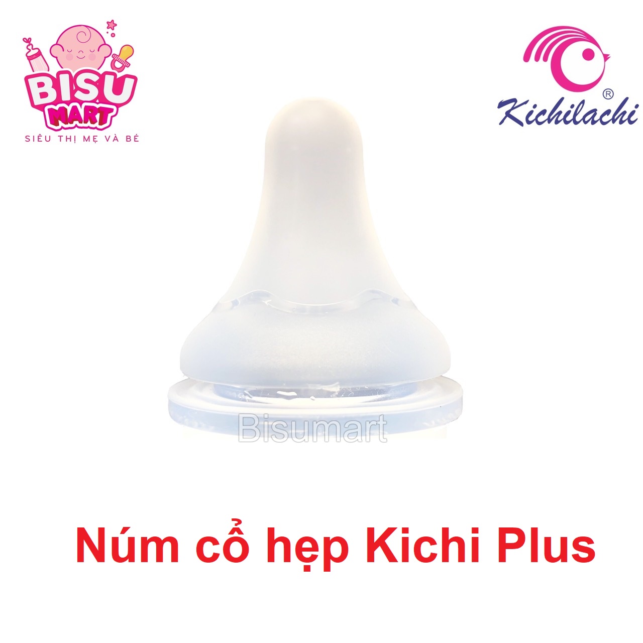 Núm vú silicon siêu mềm cổ hẹp Kichilachi cho bé Size S M L Y