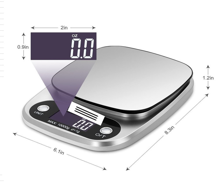 Cân tiểu ly điện tử nhà bếp mini kitchen scale 0,1gr - 3kg/5kg/10kg màn hình led cảm ứng ,tích hợp trừ bì thông minh, độ chính xác cao chuẩn công nghệ châu âu