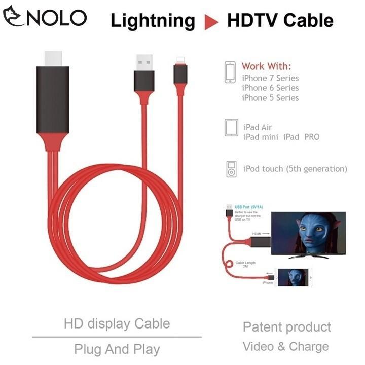 Cáp chuyển mhl lightning iphone ra hdmi tivi, máy chiếu hdtv chuẩn phân giải 1080p