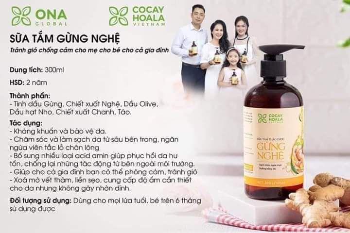 [Cỏ cây hoa lá } Sữa tắm thảo dược gừng nghệ