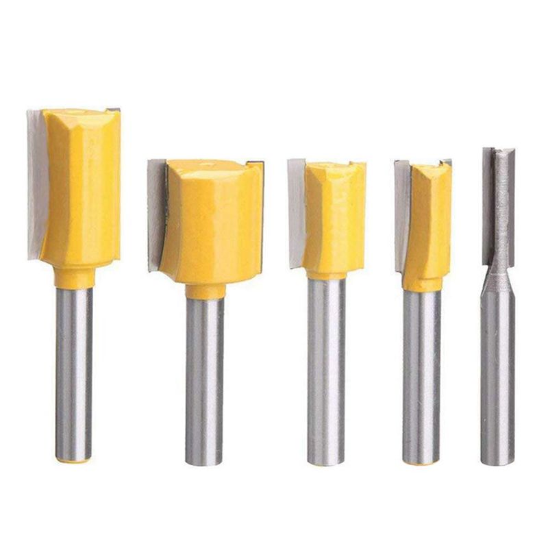 Set Of 5 Piece Straight Dado Router Bit Set Carbide Wood Milling Cutter Tools Cutting Diameter 1 4 Inch 3 8 Inch 1 2 Inch 5 8 Inch 3 4 Inch 1 4 Inch Shank Yellow Lazada Ph