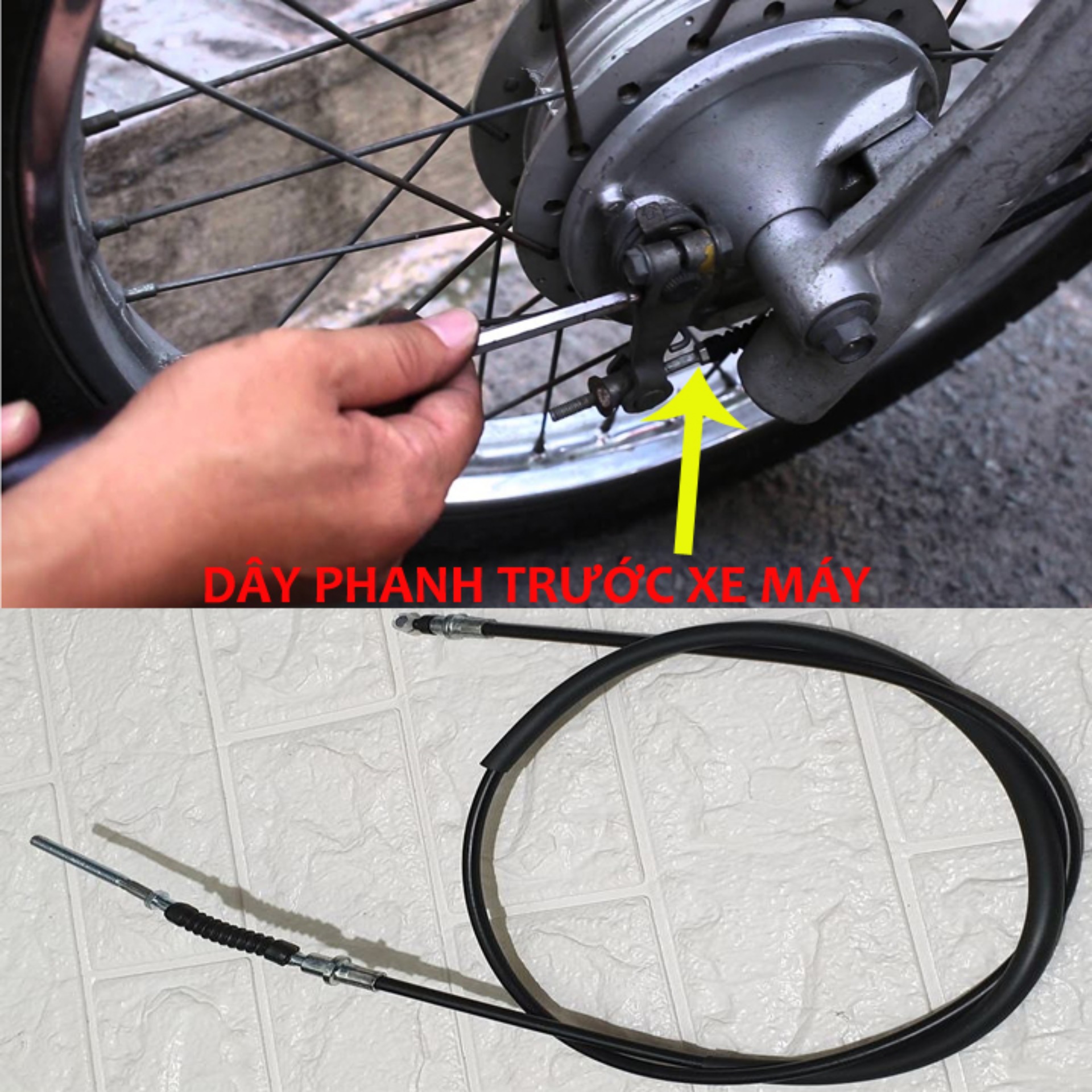 Dây thắng TRƯỚC - PHANH CƠ (THẮNG ĐÙM)- dây phanh TRƯỚC xe máy Wave nhỏ anpha+ Wave thái 1997-2006