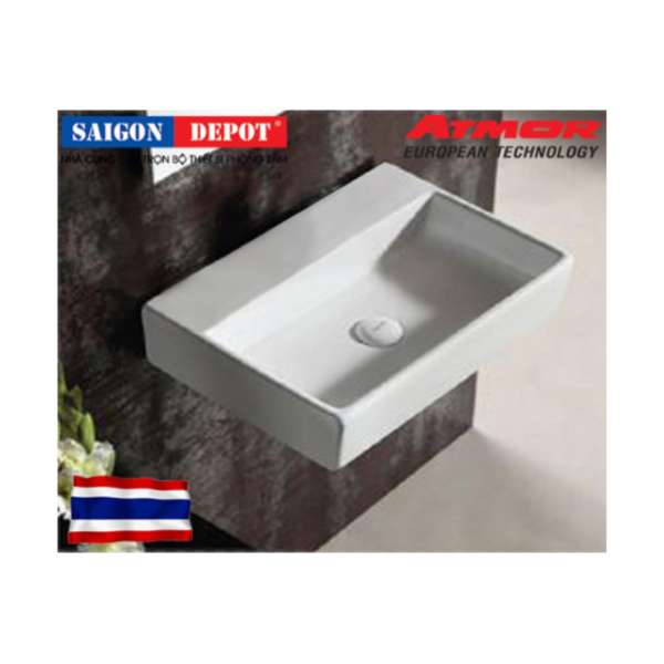 Bồn rửa mặt treo tường ATMOR Model: AT414 kiểu dáng mới và sang trọng, được nung theo công nghệ tối tân của Đức