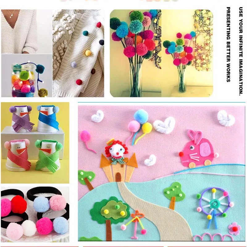 Cục Pompom Trang Trí Nhiều Màu Sắc