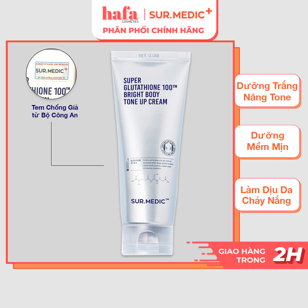 Kem dưỡng trắng - nâng tone da toàn thân sur.medic super glutathione 100tm bright body tone up cream 150ml