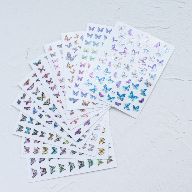 Sticker bướm dạ quang dán móng tay nail mới 2020