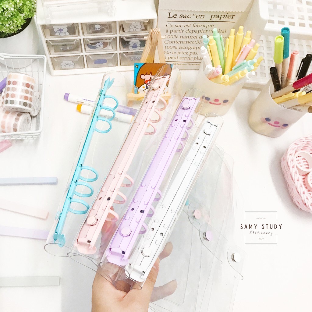Sổ còng Binder size A5 màu Pastel Basic Hàn Quốc làm planner Bullet Journal Take notes