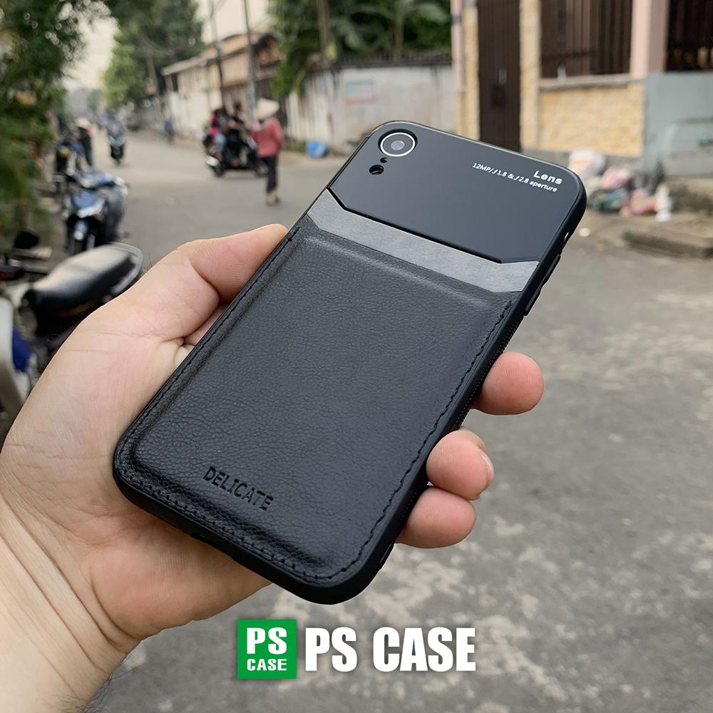 Ốp lưng da kính cao cấp dành cho iPhone XR - Màu đen - PS Case Phân Phối